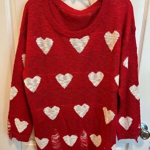 Distressed Heart Sweater size XL.